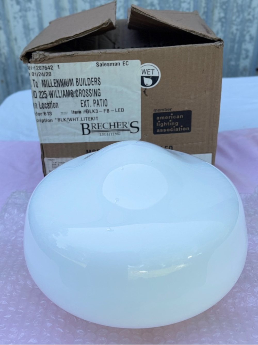 Craftmade schoolhouse white ceiling fan light GLOBE REPLACEMENT model OLK3 FB